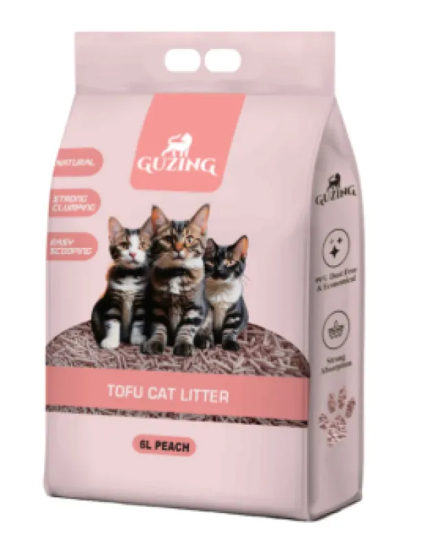 Guzing 6L Tofu Cat Litter - Peach